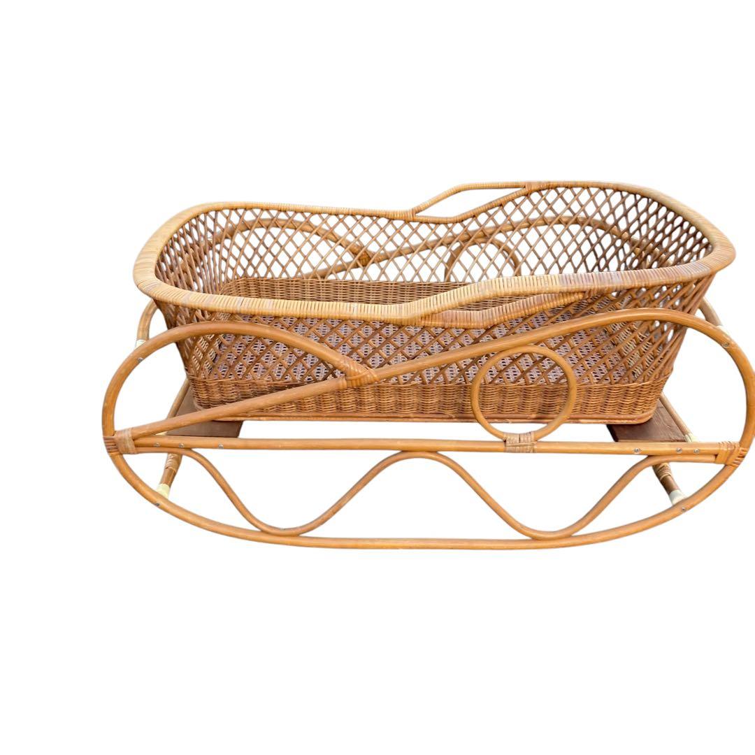 ✨籐かご　ラタン　ゆりかご　キャスター付き　ゆらゆら