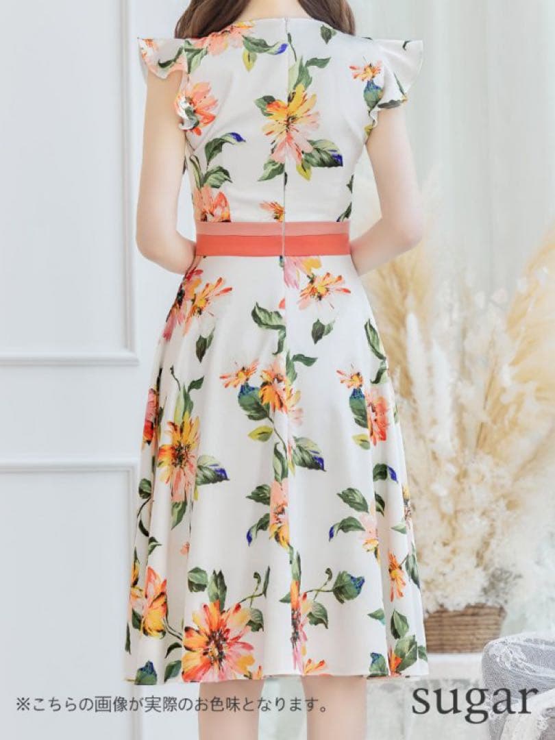 ginza couture 花柄　フレアドレス　0 XS エルケイ　セッタン