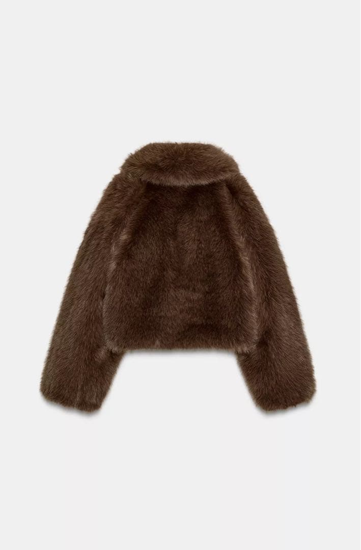 ZARA ショートフェイクファーコート ブラウン　XSサイズ