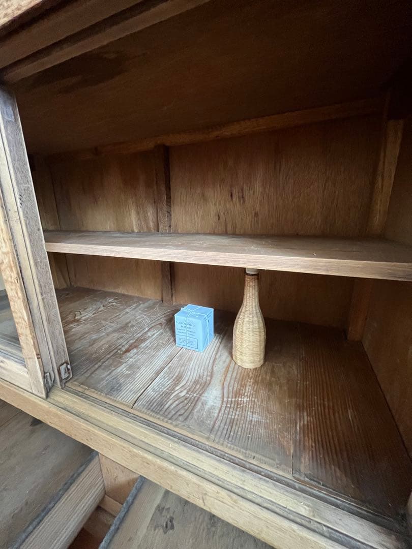古家具 水屋箪笥 キャビネット 食器棚 本棚 ガラス 古道具 アンティーク