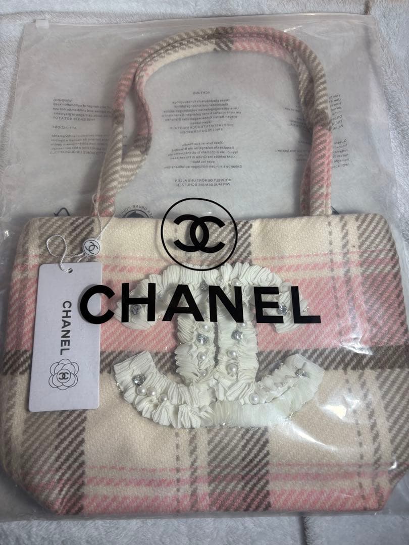 CHANEL ツイード トートバッグ シフォン ピンク 未使用