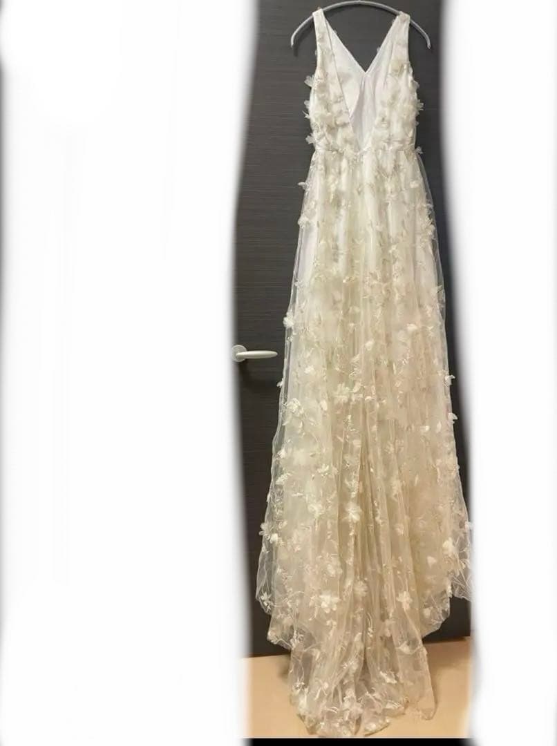 ドレスプロダクション フラワーレースVネックノースリーブドレス(W262BE)