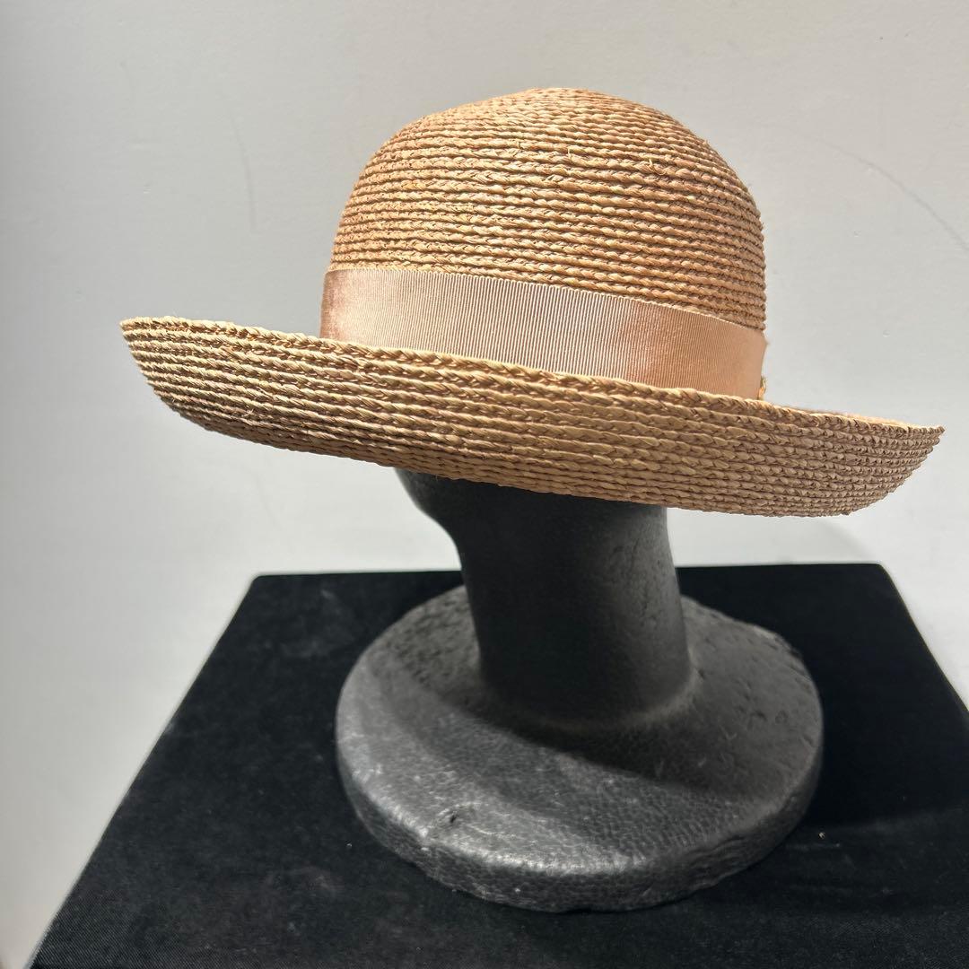 ヘレンカミンスキー 麦わら帽子 ラフィアハット 帽子 リボン ベージュ　上品