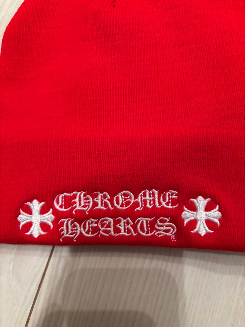 未使用　CHROME HEARTS レッド ニット帽　ビーニー　クロムハーツ