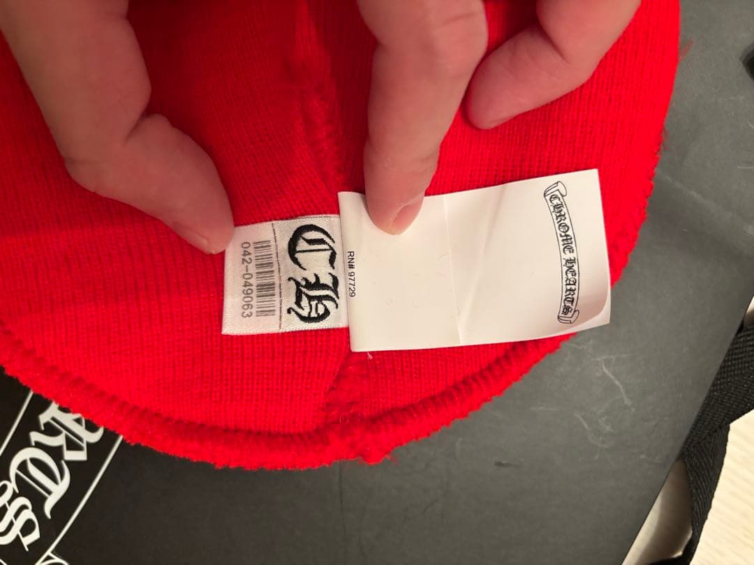 未使用　CHROME HEARTS レッド ニット帽　ビーニー　クロムハーツ