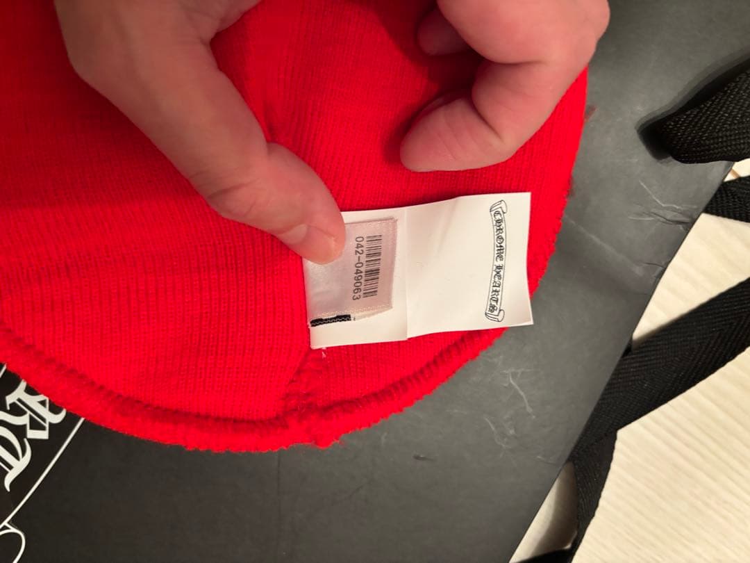 未使用　CHROME HEARTS レッド ニット帽　ビーニー　クロムハーツ