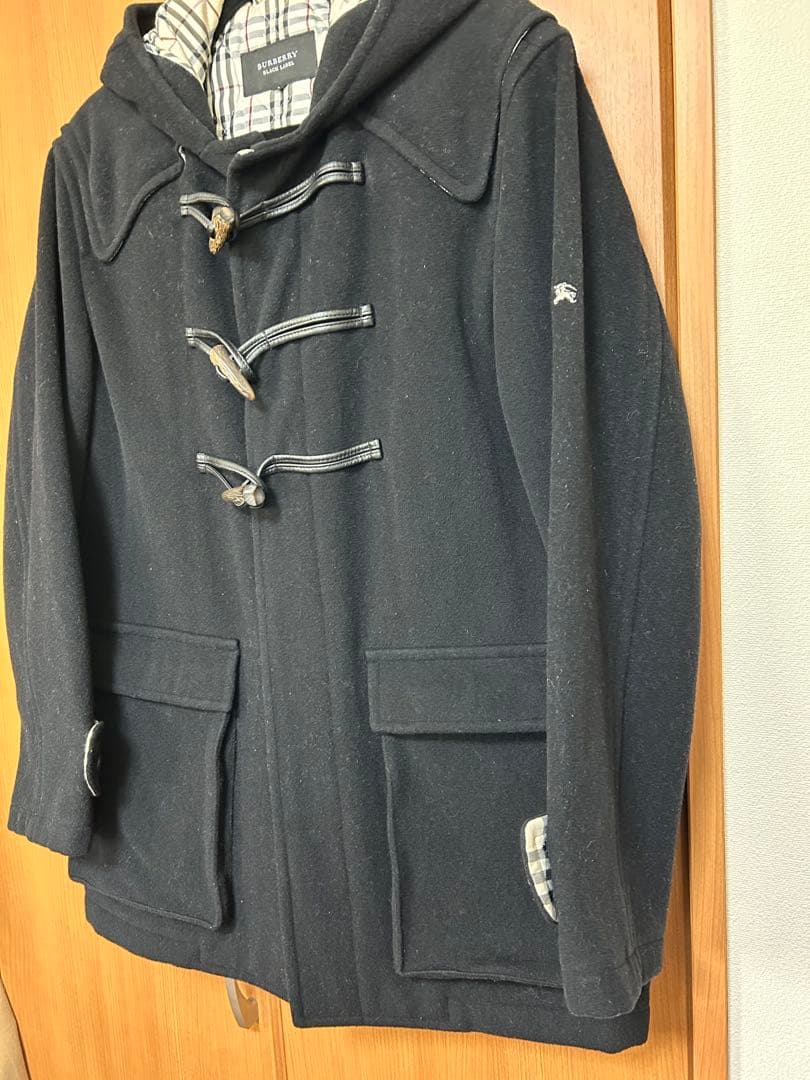 バーバリーブラックレーベル　黒　ウール　ダッフルコート　Lサイズ