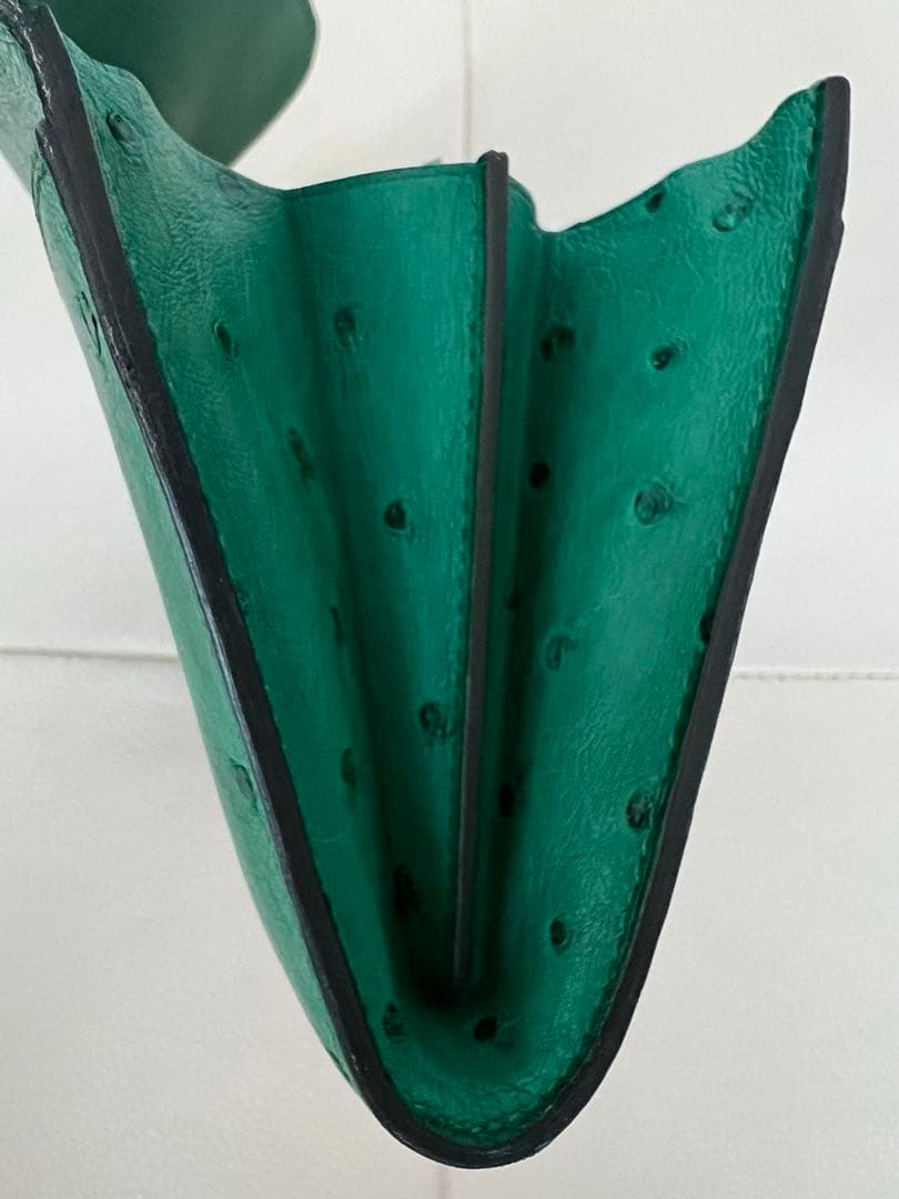 エルメス コンスタンス オーストリッチ 長財布 グリーン 良品