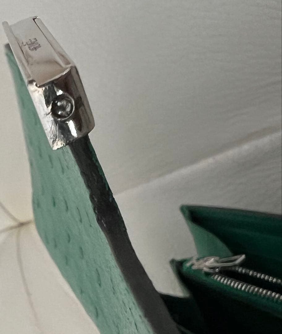 エルメス コンスタンス オーストリッチ 長財布 グリーン 良品