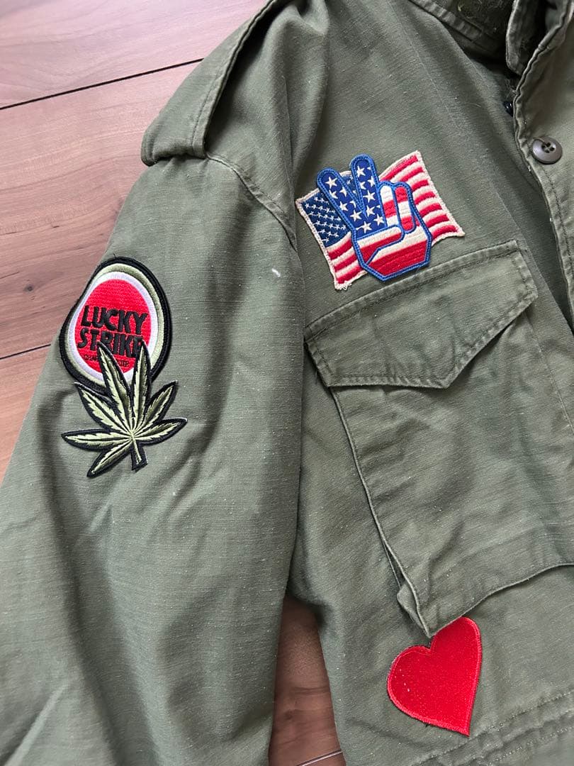 M-65 フィールドジャケット　実物　ヒッピー風カスタム