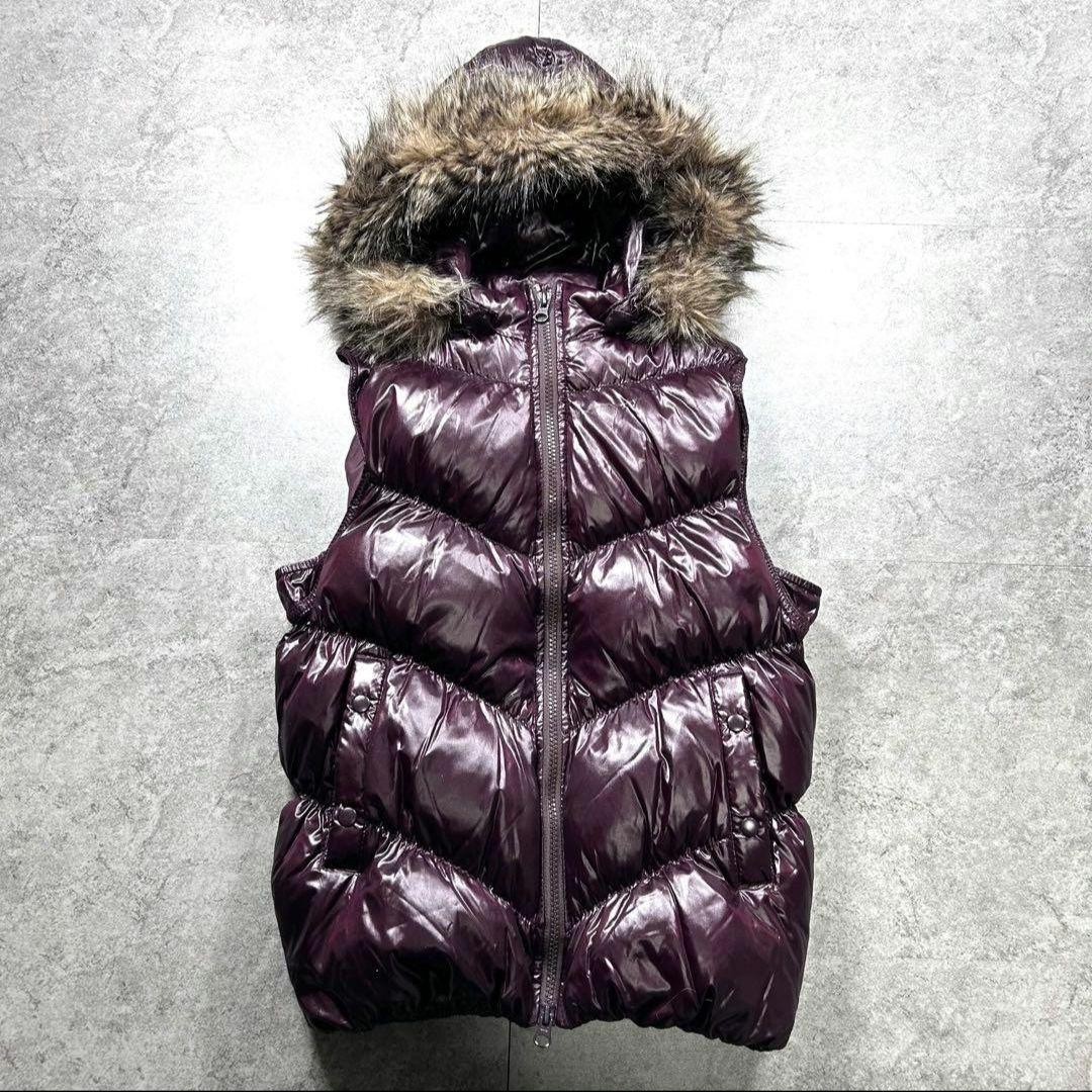 00s old gap/ファーダウンベスト/Y2K/光沢/お兄系