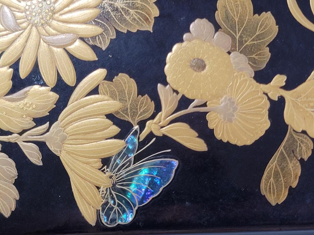 古美術 花蝶蒔絵 箱 美品