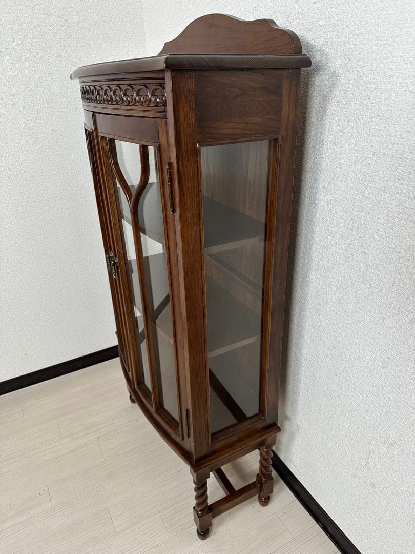 英国 西洋 アンティーク調 サイドキャビネット 飾り棚 ツイストレッグ※i4※