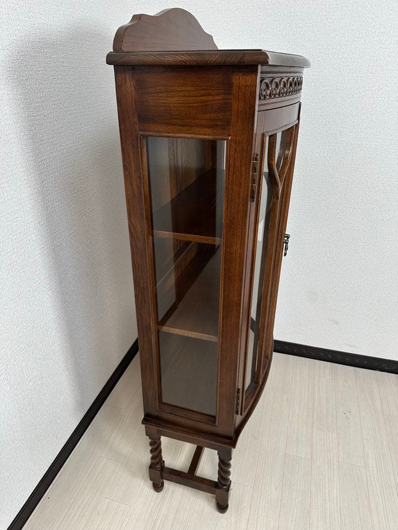 英国 西洋 アンティーク調 サイドキャビネット 飾り棚 ツイストレッグ※i4※