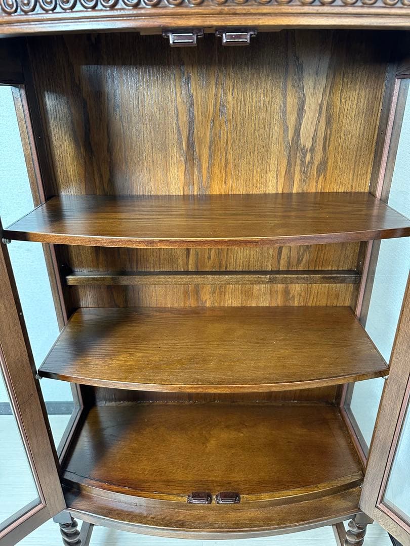 英国 西洋 アンティーク調 サイドキャビネット 飾り棚 ツイストレッグ※i4※