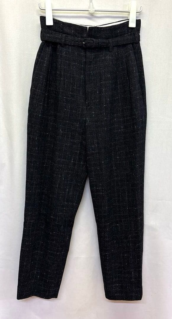 フミカウチダ　ハイウェストパンツ　ベルト付き　ウールツィードパンツ　サイズ38