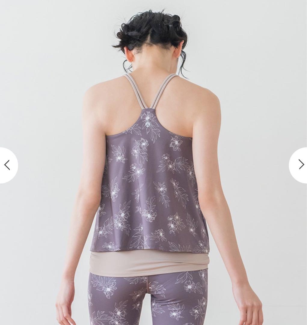 【SUKALA】フラワープリントカバータンクトップ　ピンクブラウン　Mサイズ