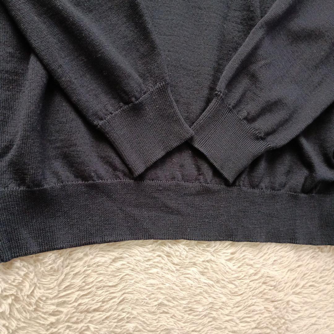 JOHN SMEDLEY ダークネイビー Vネックセーター BEAMS F別注