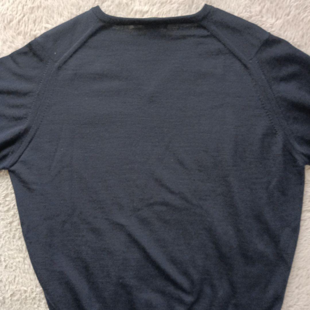 JOHN SMEDLEY ダークネイビー Vネックセーター BEAMS F別注