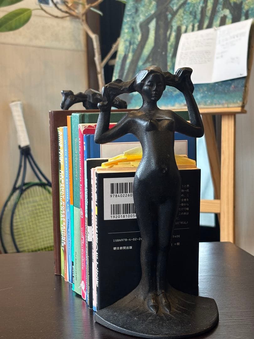 ブックエンド 滝錬太郎 \"姉妹像 マチ\" 南部鉄器 アイアン 鋳物
