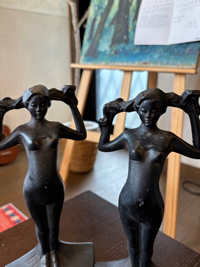 ブックエンド 滝錬太郎 \"姉妹像 マチ\" 南部鉄器 アイアン 鋳物