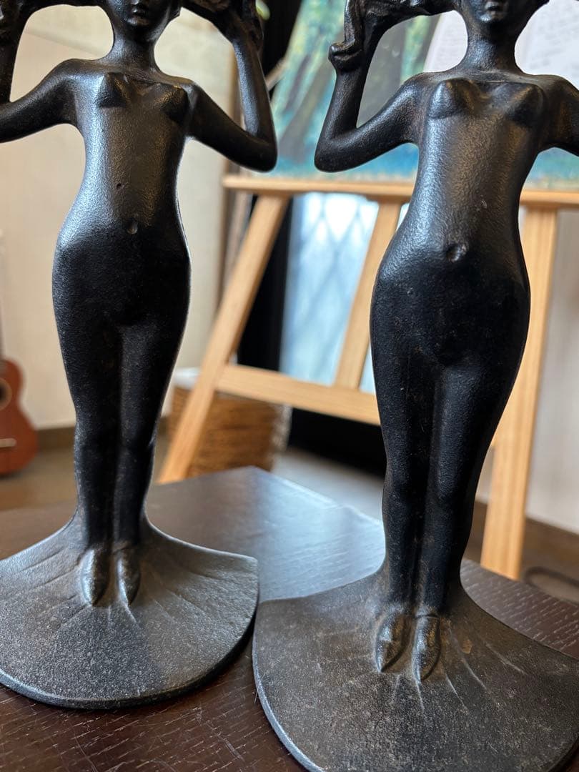 ブックエンド 滝錬太郎 \"姉妹像 マチ\" 南部鉄器 アイアン 鋳物