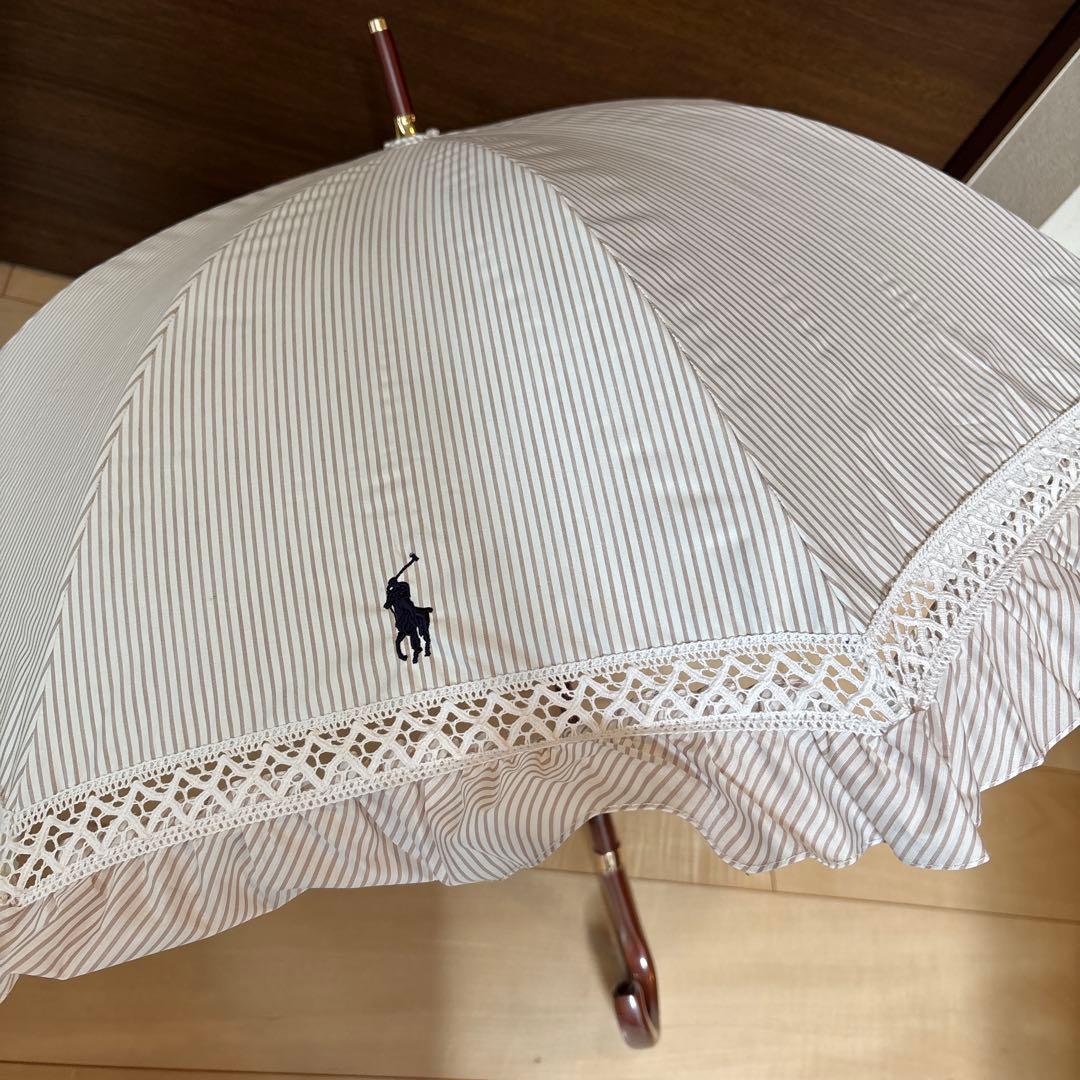 ポロ ラルフローレン 日傘 ピンスストライプ