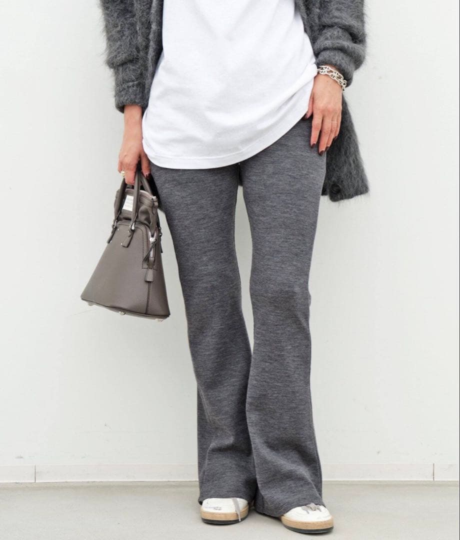 ドゥーズィエムクラス リブパンツ グレー