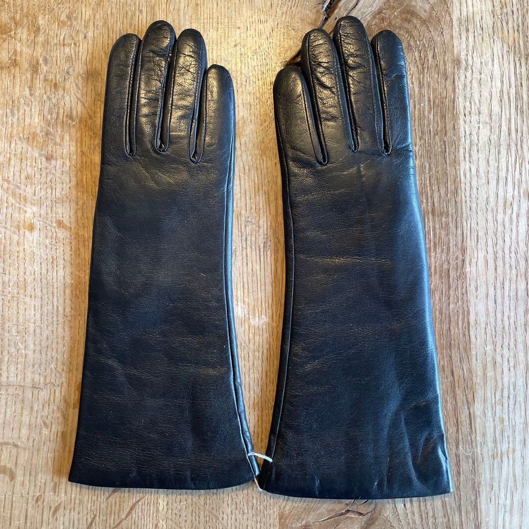 ★新品★セルモネータ　Sermoneta ブラック レザー手袋　カシミヤ