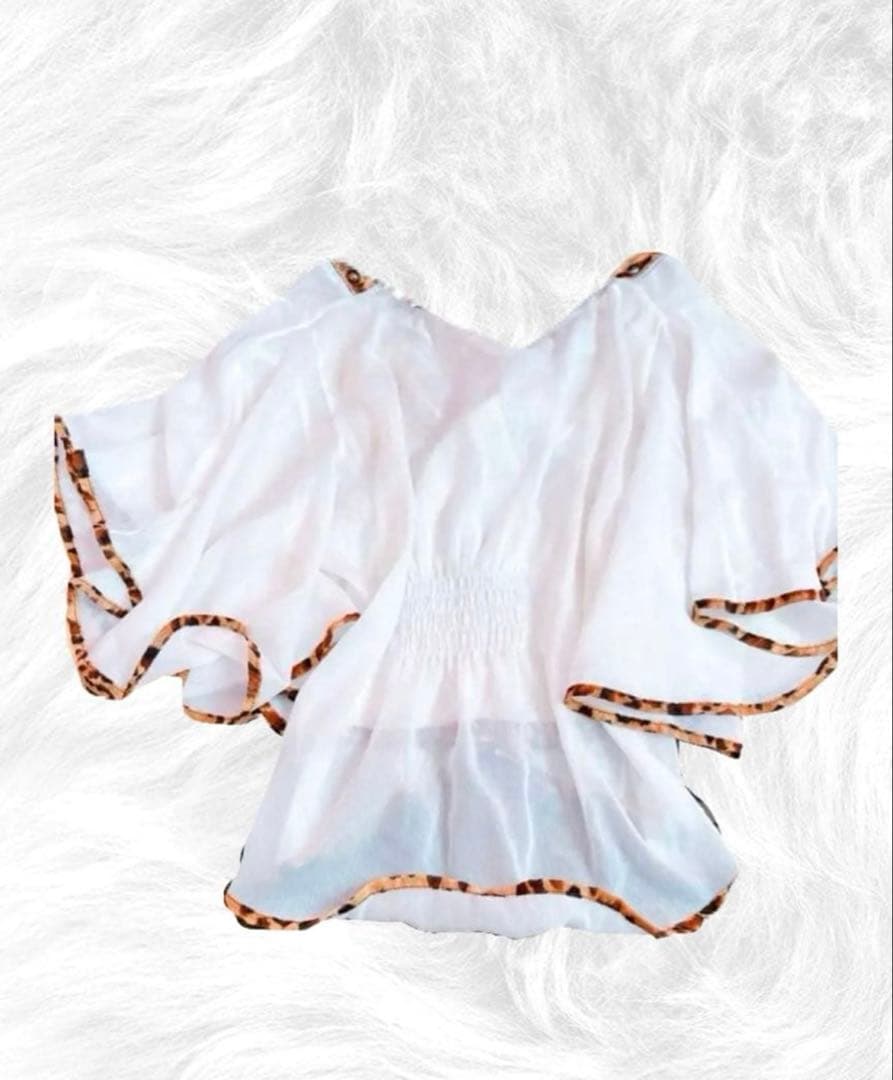 平成当時物 d.i.a 白 5分袖 チュニック ヒョウ柄 y2k 平成ギャル