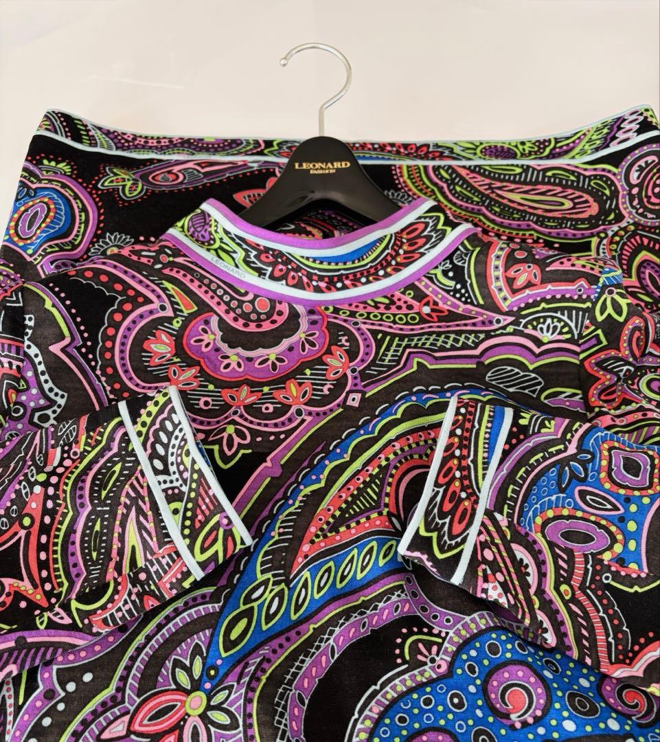 週末お値下★カタログ掲載★LEONARD★ ウールペイズリー柄ワンピース40