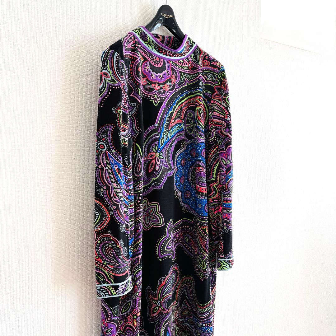 週末お値下★カタログ掲載★LEONARD★ ウールペイズリー柄ワンピース40