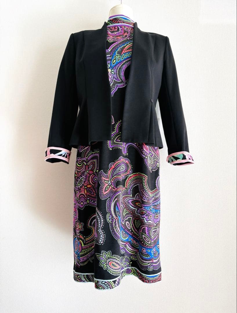 週末お値下★カタログ掲載★LEONARD★ ウールペイズリー柄ワンピース40