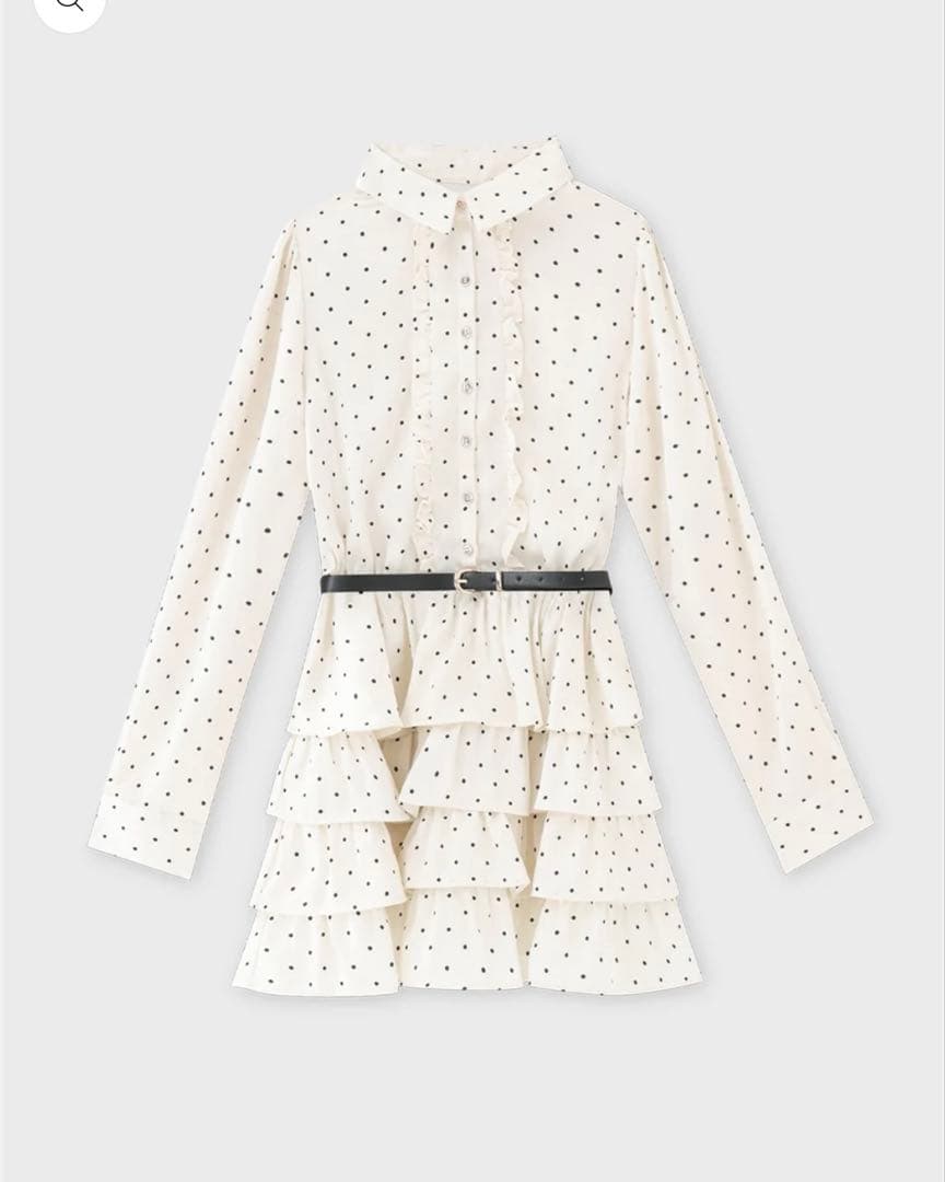 ワンピース Classical dot tiered onepiecee ivory