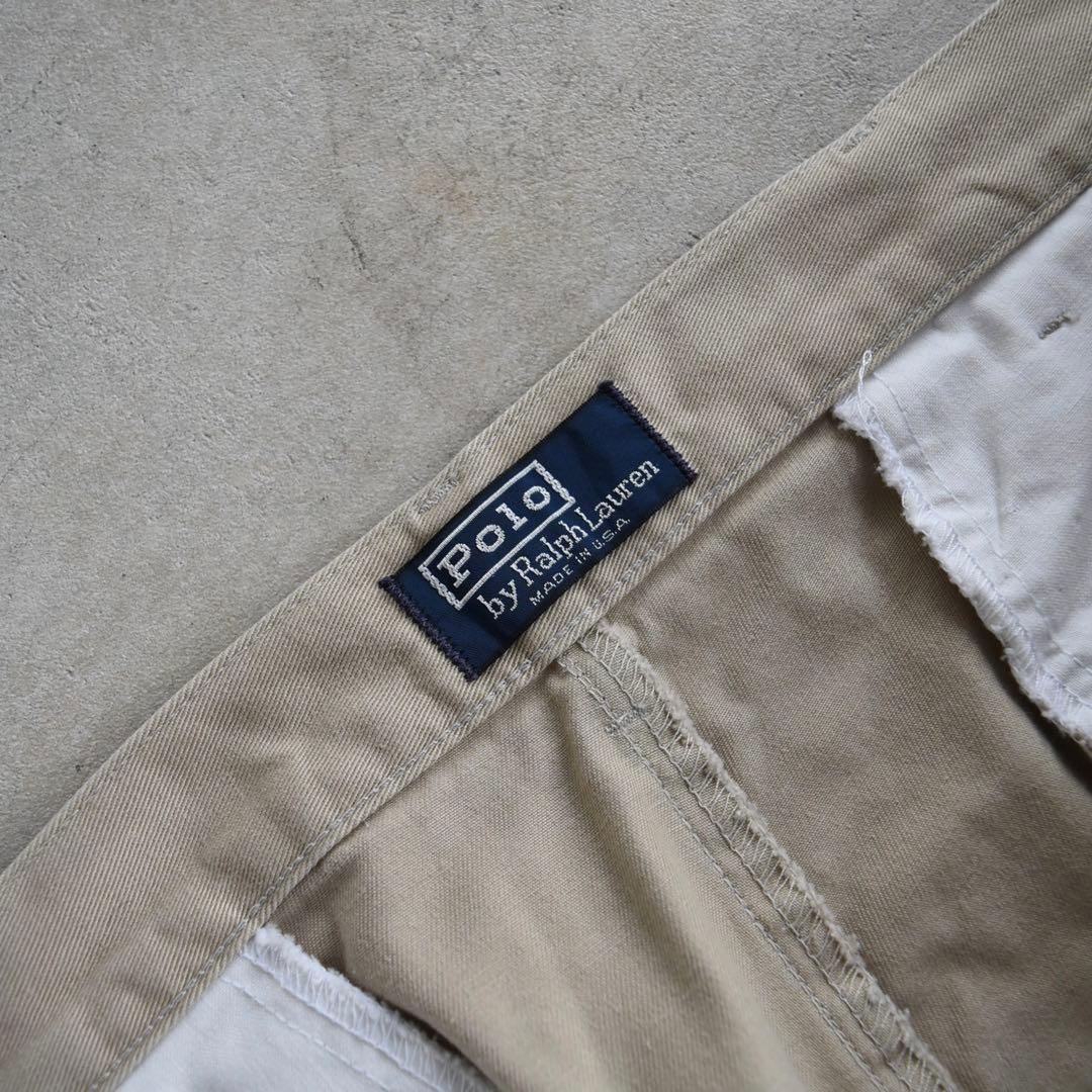 90s ラルフローレン ポロチノ ツータックチノ ベージュUSA製W34 L32