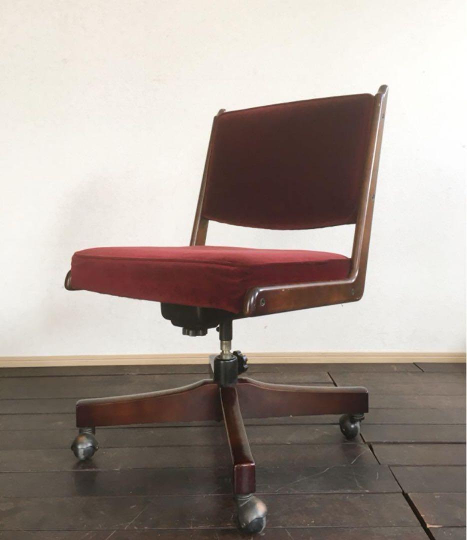 オールド カリモク コロニアル デスクチェア 書斎椅子 モケット　60