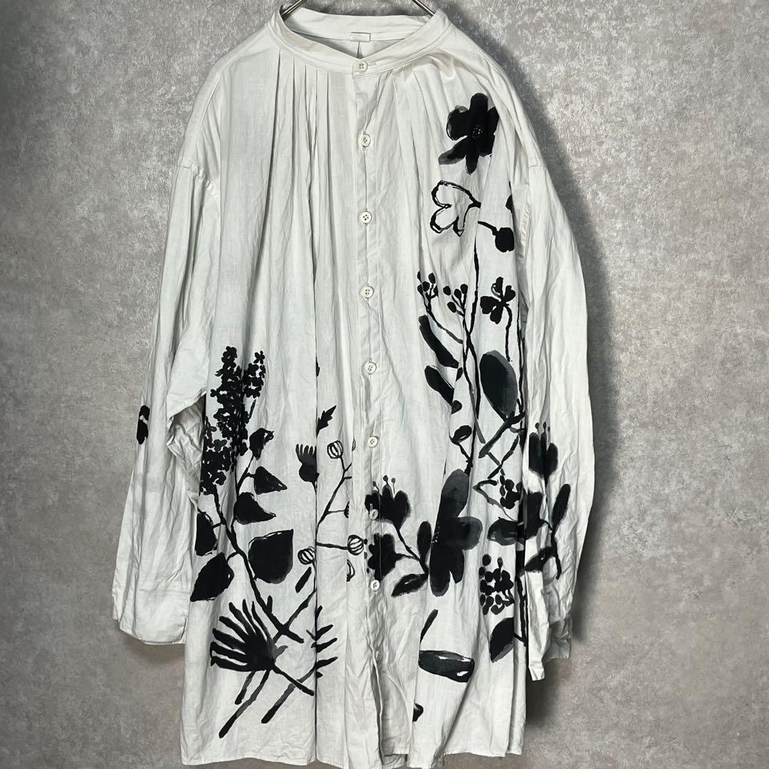 (希少)45R　フォーティーファイブアール 墨絵フラワープリントブラウス