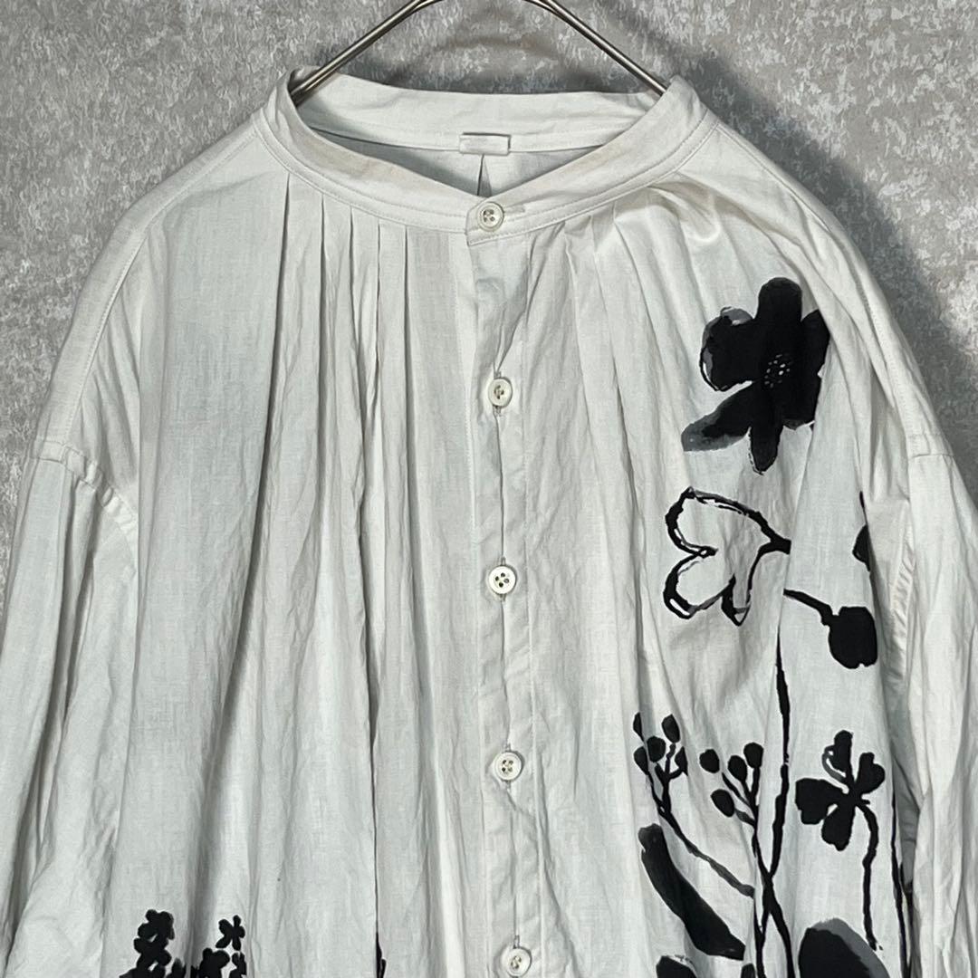 (希少)45R　フォーティーファイブアール 墨絵フラワープリントブラウス