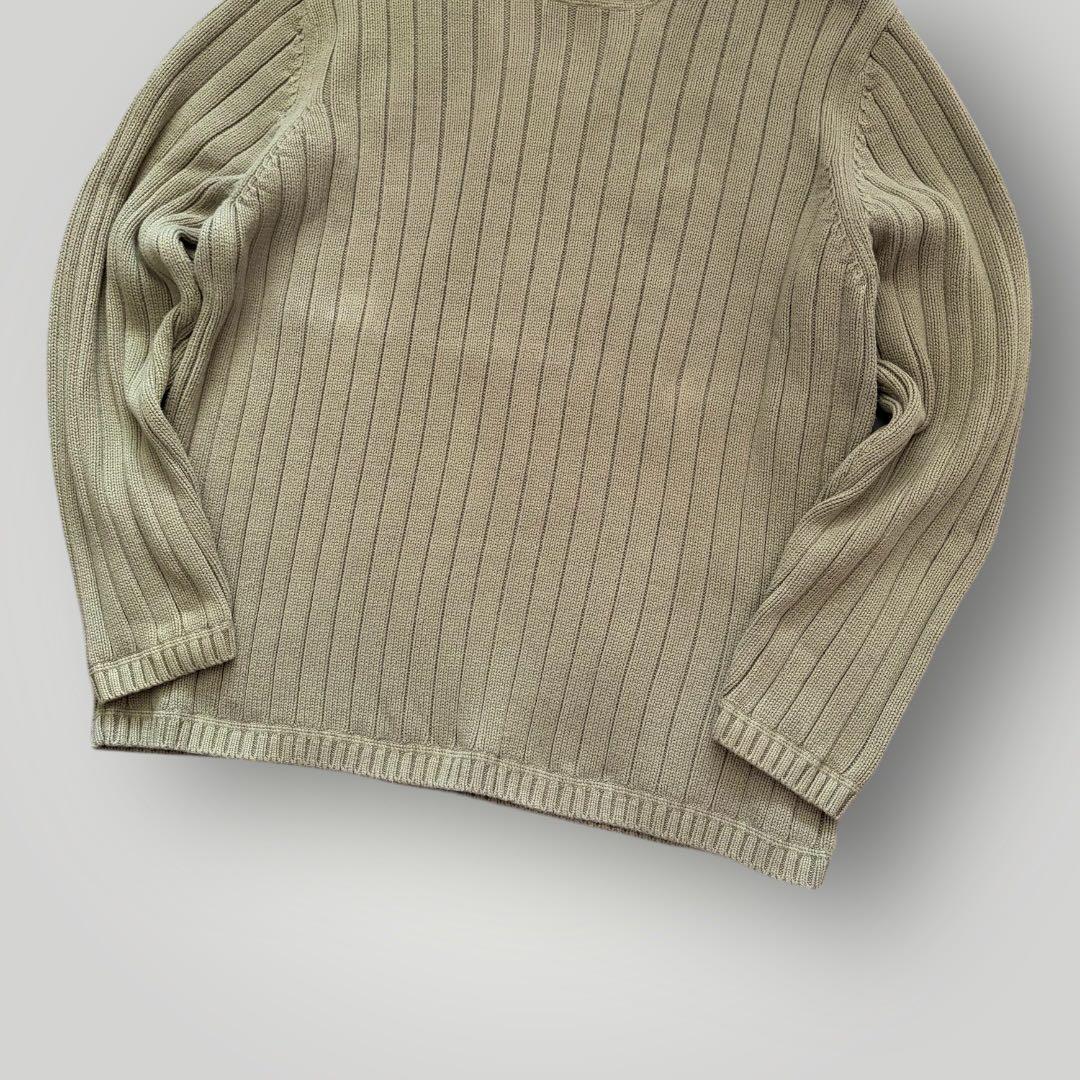 美品！名作 エディーバウアー コットンニット リブ編み クルーネック XL