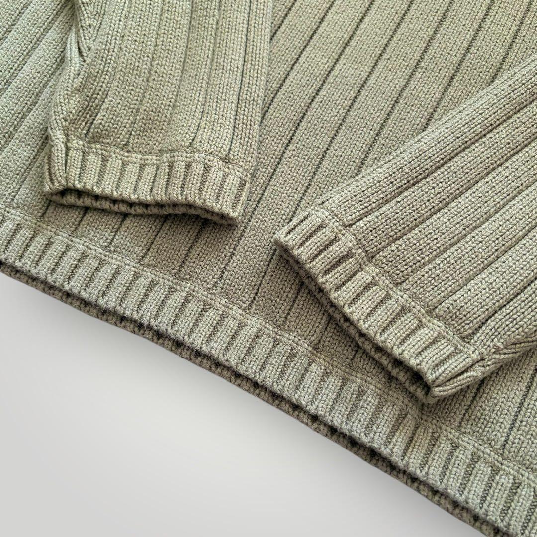 美品！名作 エディーバウアー コットンニット リブ編み クルーネック XL