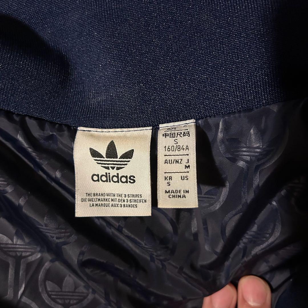 70s 復刻　adidas ベロア　トラックジャケット　ネイビー　オレンジ