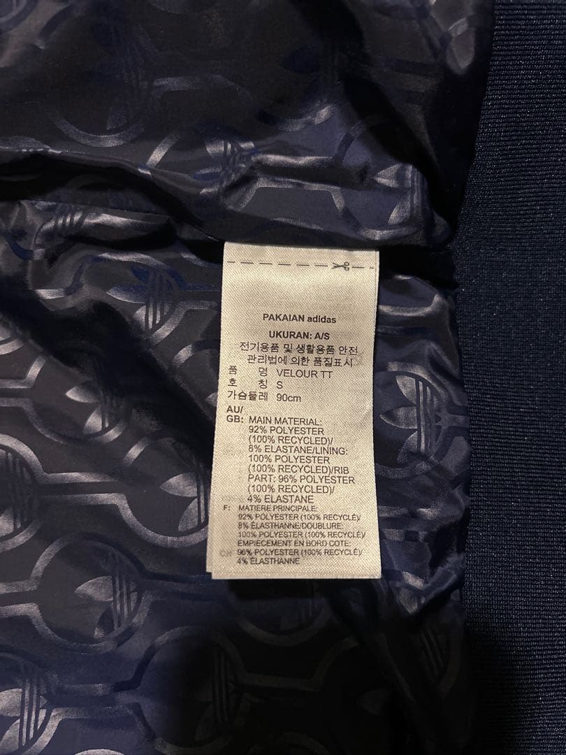 70s 復刻　adidas ベロア　トラックジャケット　ネイビー　オレンジ