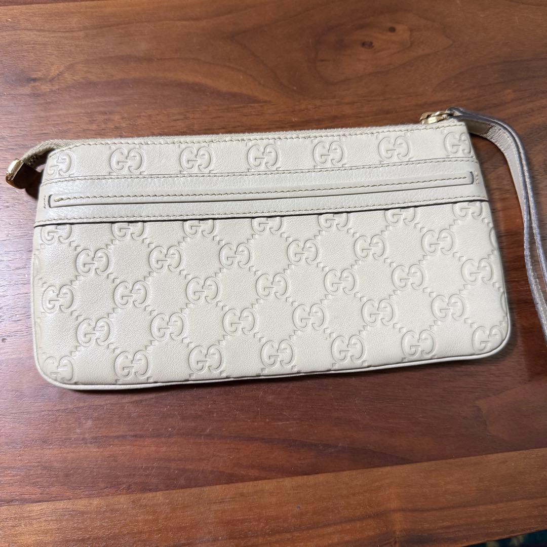GUCCI ベージュ GGロゴ 長財布 ポーチストラップ付き