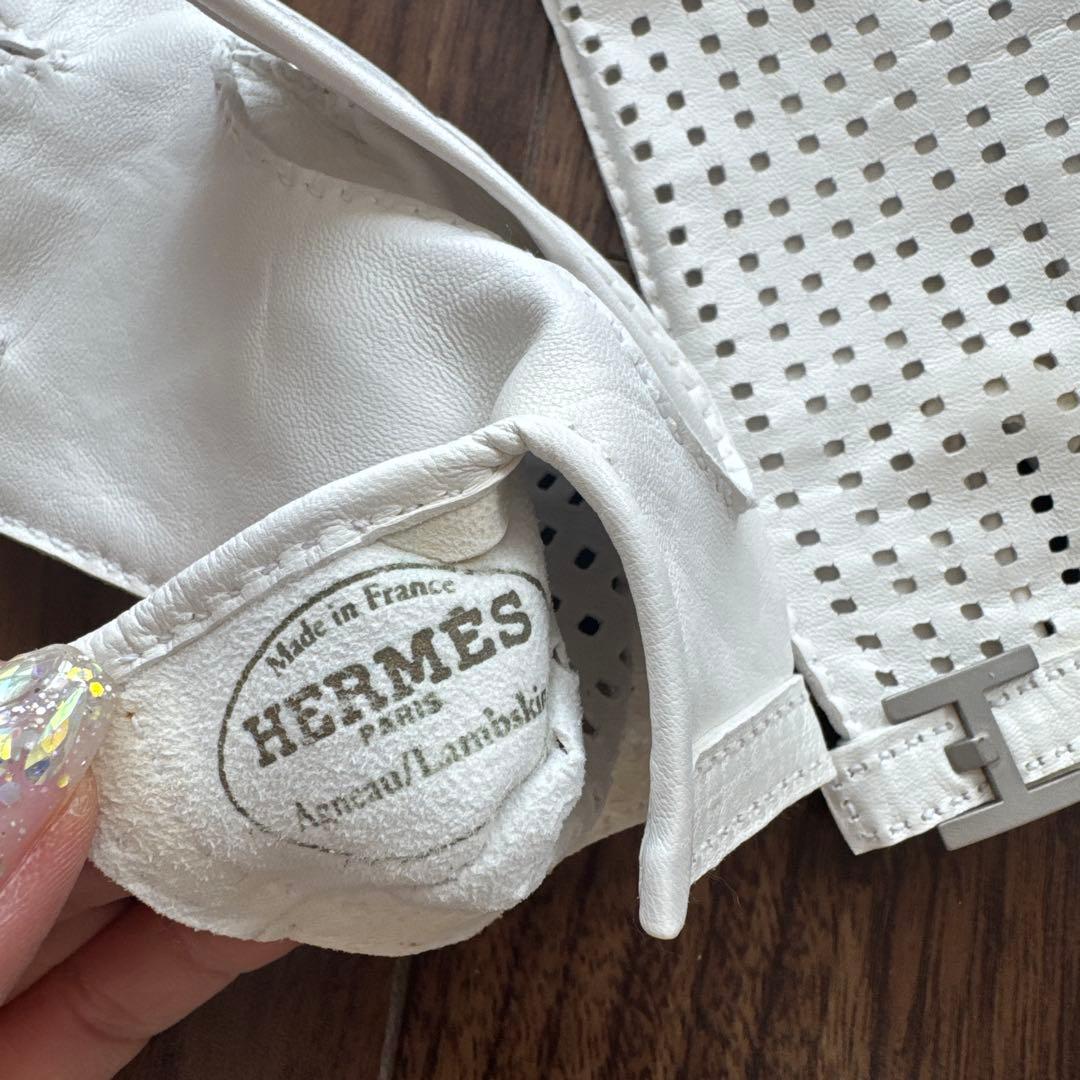 HERMES ホワイトメッシュグローブ