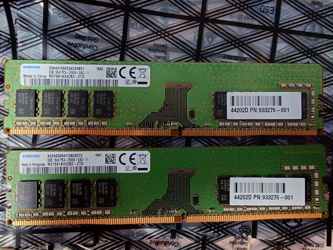 SAMSUNG DDR4-2666V 16GB(8GB×2）PC4 メモリ②