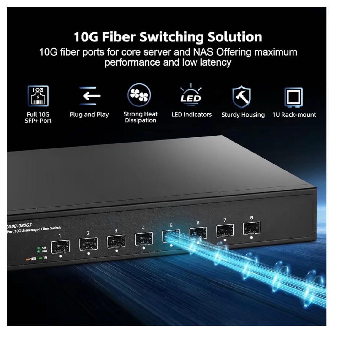 Binardat 8ポート10ギガビットファイバースイッチ