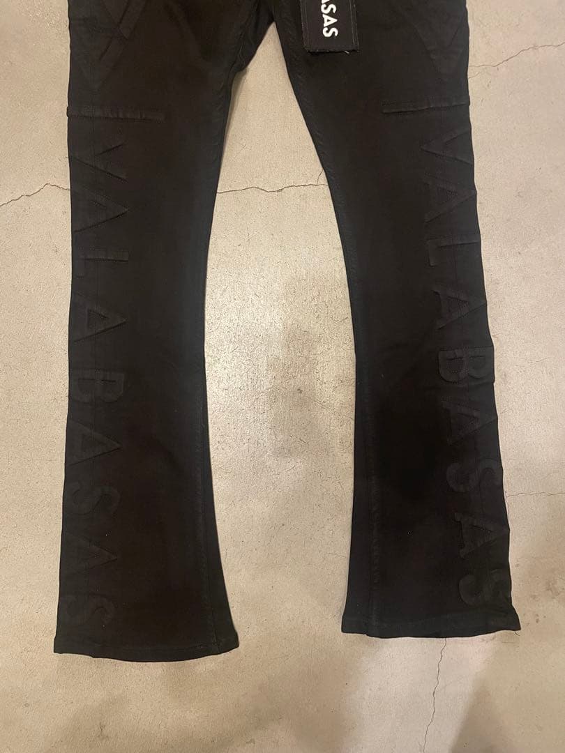 バラバサス valabasasブラックサイドロゴスキニーフレアデニム 29 新品