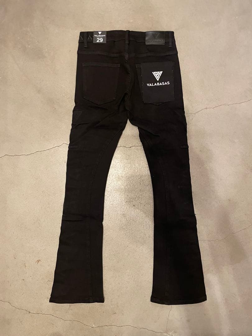 バラバサス valabasasブラックサイドロゴスキニーフレアデニム 29 新品