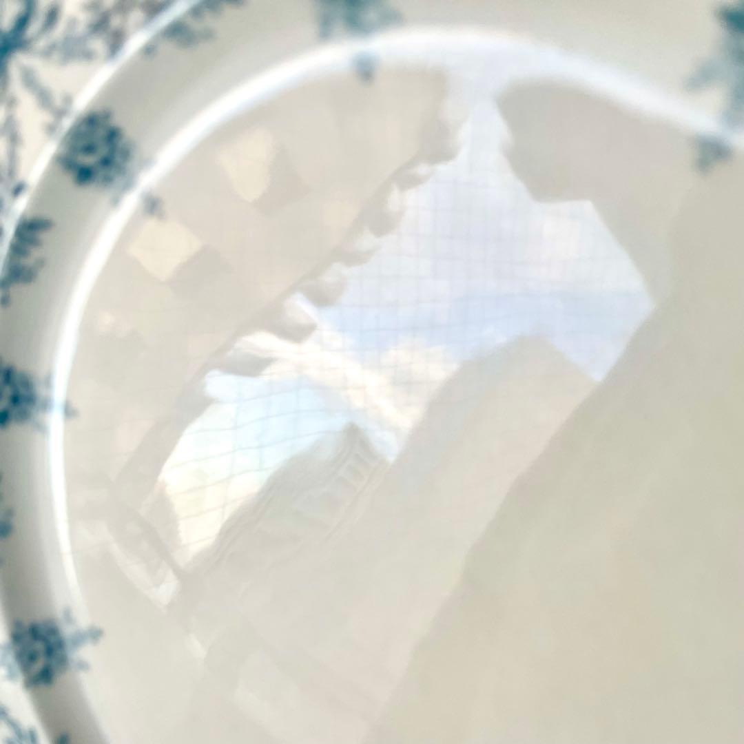 エミールブルジョワ窯ブルーリボンのガーランドプレート　平皿　フランスアンティーク