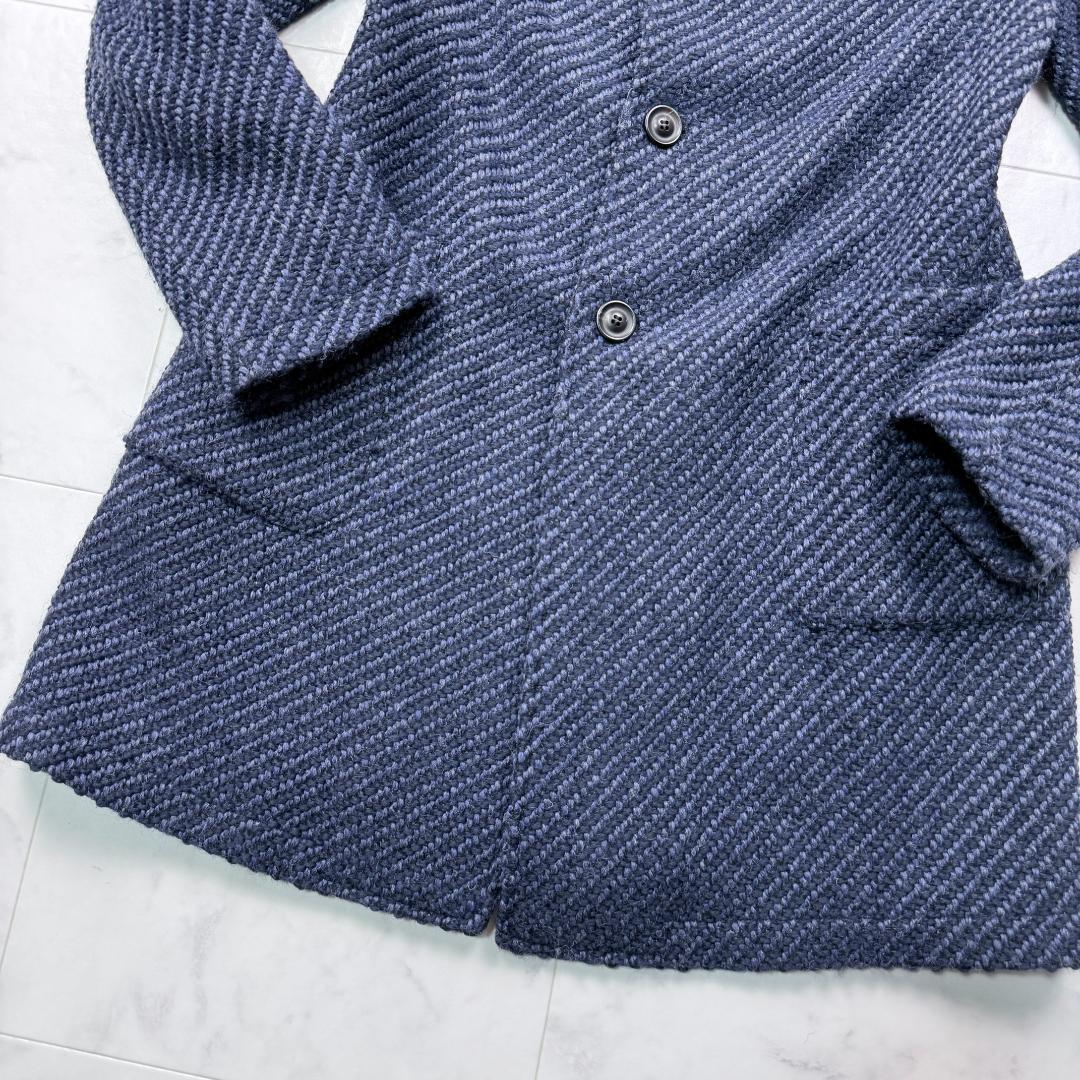 美品 T-JACKET コットンリネンニット ジャケットコート チェスター